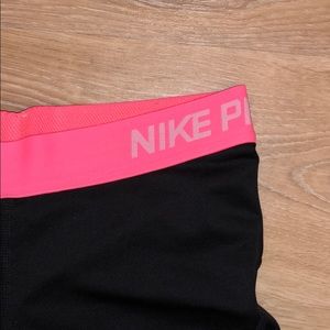 Black and Neon Pink Nike Pro Shorts